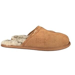 UGG Australia Mens Sheepskin Suede Scuff Slippers Brown Size 13